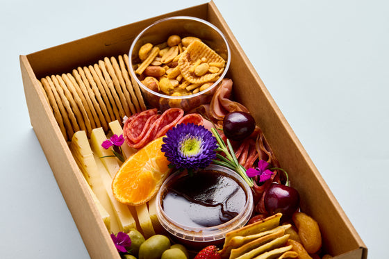 Little Luxuries Collection - Mini Cheese, Fruit and Sweets Box - $49.50 per box Minimum of 10 Boxes